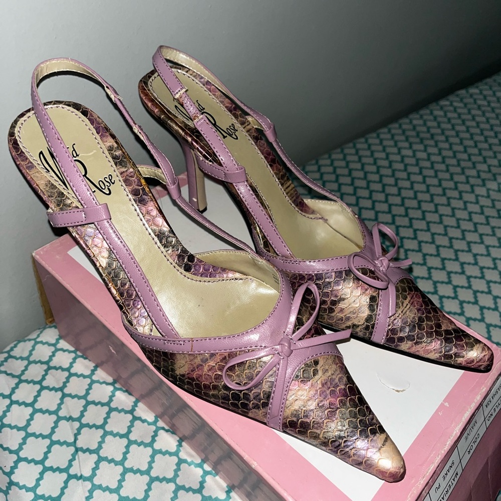 Wild Rose Size 8 Mid Heel Crocodile Pink